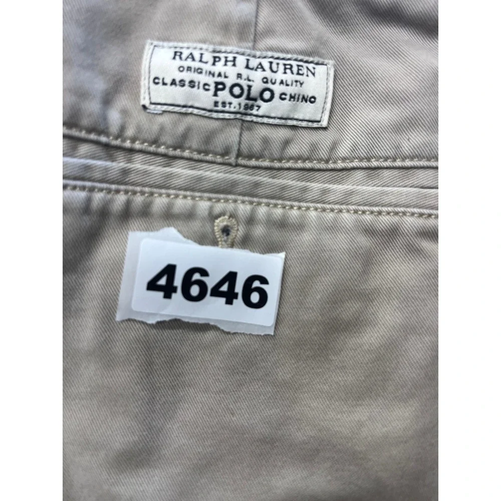 Polo Ralph Lauren Tyler‎ Short Mens 42 Khaki Tan Pleated Classic Chino Cotton